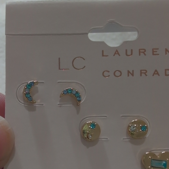 LC Lauren Conrad Gold and Blue Earring Set - Picture 6 of 6
